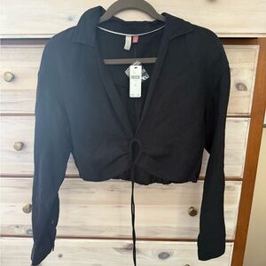 Pilcro Black Drawstring Crop Top